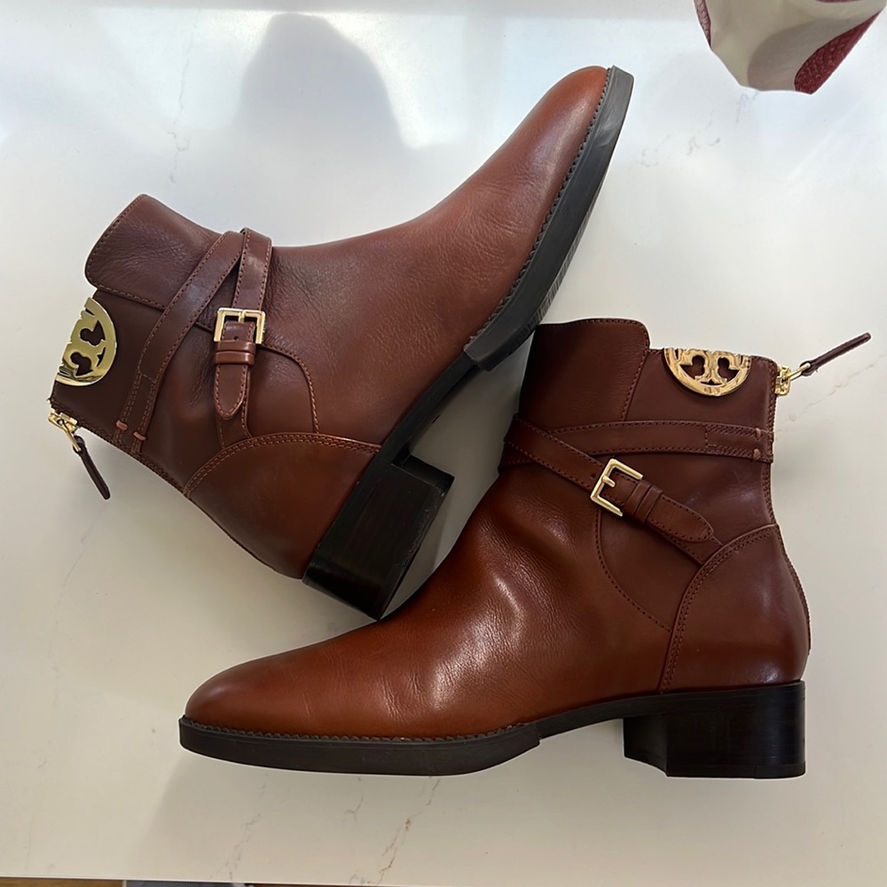 Tory Burch Sydney Ankle Boots | Cognac | Size 7.5